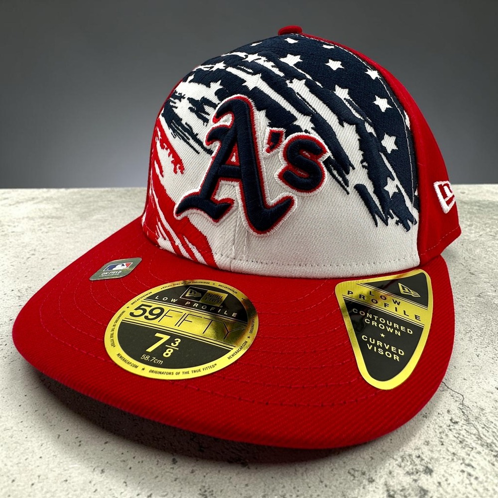 Oakland Athletics Fitted Hat 7 3/8 July 4th New Era 59FIFTY Low Profile MLB NEW